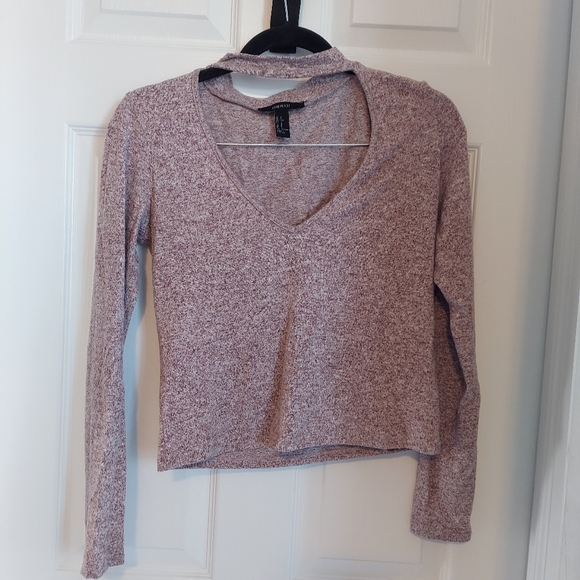 Forever 21 purple v-neck keyhole sweater - Picture 1 of 3